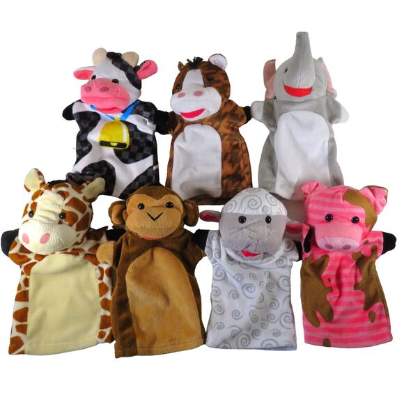 Melissa & Doug Animal Hand Puppets Set of 7 Kids Educational Play Toys - Picture 1 of 16